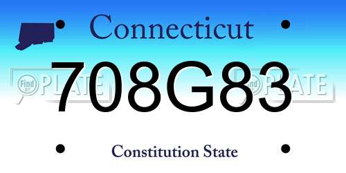 708G83 Connecticut License Plate
