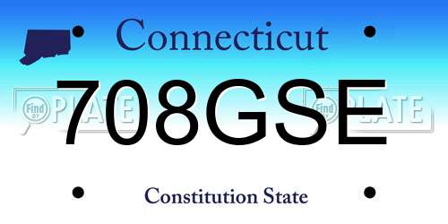 708GSE Connecticut License Plate