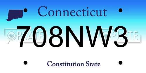 708NW3 Connecticut License Plate