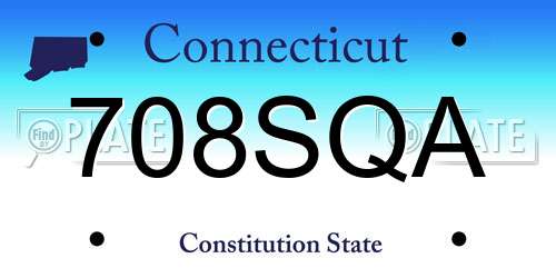 708SQA Connecticut License Plate