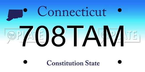 708TAM Connecticut License Plate