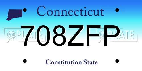 708ZFP Connecticut License Plate