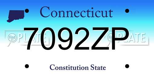 7092ZP Connecticut License Plate