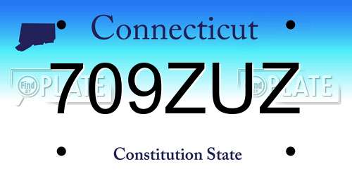 709ZUZ Connecticut License Plate