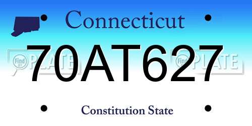 70AT627 Connecticut License Plate