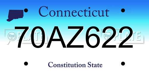 70AZ622 Connecticut License Plate