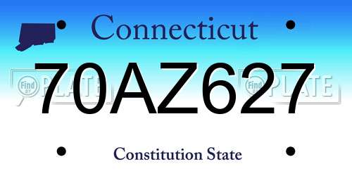 70AZ627 Connecticut License Plate