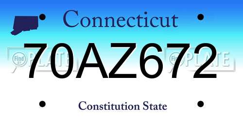 70AZ672 Connecticut License Plate