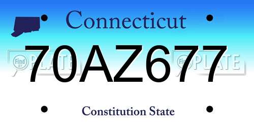 70AZ677 Connecticut License Plate