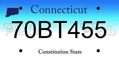 70BT455 Connecticut License Plate
