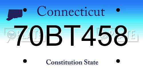 70BT458 Connecticut License Plate