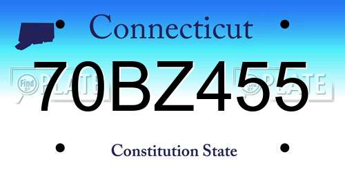 70BZ455 Connecticut License Plate