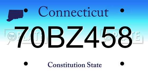 70BZ458 Connecticut License Plate