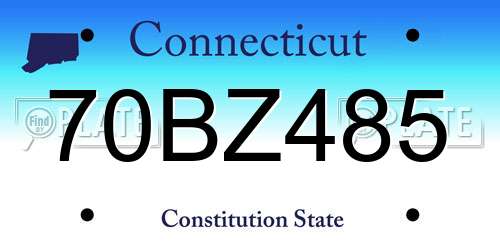 70BZ485 Connecticut License Plate