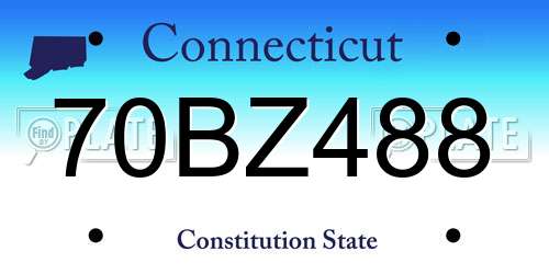 70BZ488 Connecticut License Plate