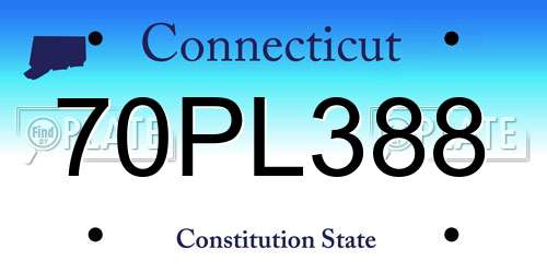 70PL388 Connecticut License Plate