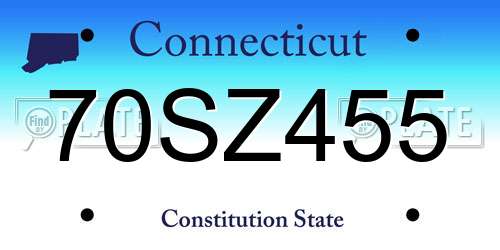 70SZ455 Connecticut License Plate