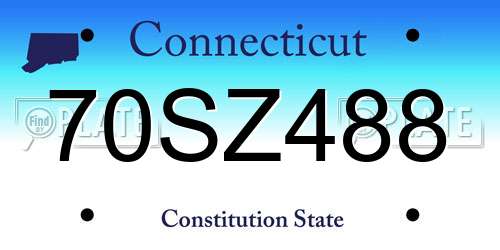 70SZ488 Connecticut License Plate
