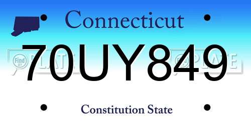 70UY849 Connecticut License Plate