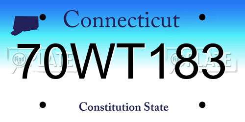 70WT183 Connecticut License Plate