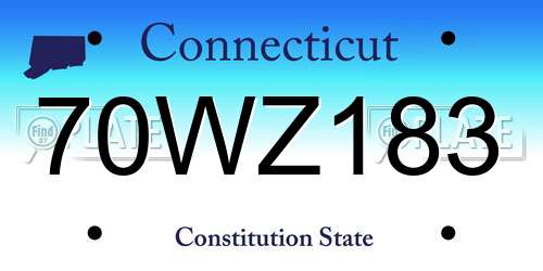 70WZ183 Connecticut License Plate