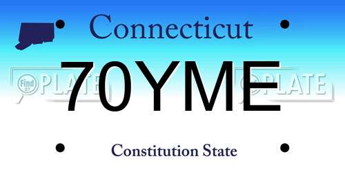 70YME Connecticut License Plate