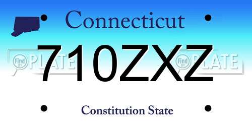 710ZXZ Connecticut License Plate