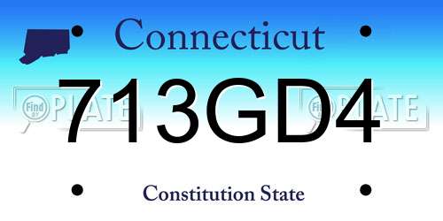 713GD4 Connecticut License Plate