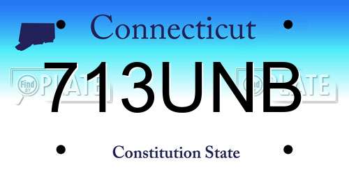 713UNB Connecticut License Plate
