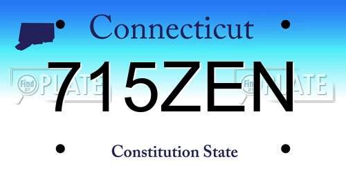 715ZEN Connecticut License Plate