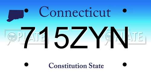 715ZYN Connecticut License Plate