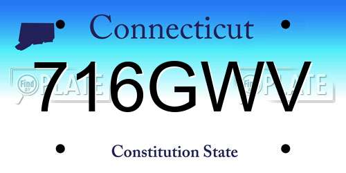 716GWV Connecticut License Plate