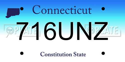 716UNZ Connecticut License Plate
