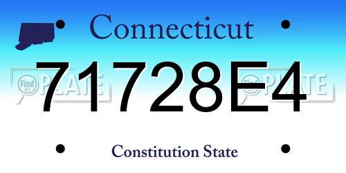 71728E4 Connecticut License Plate