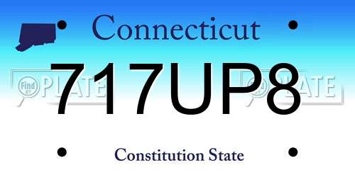 717UP8 Connecticut License Plate