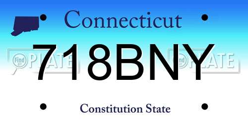 718BNY Connecticut License Plate