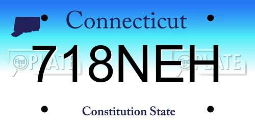 718NEH Connecticut License Plate