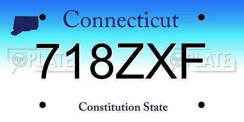 718ZXF Connecticut License Plate