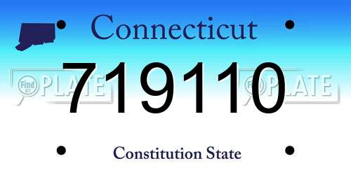 719110 Connecticut License Plate