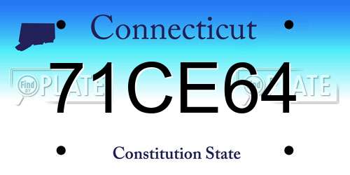 71CE64 Connecticut License Plate