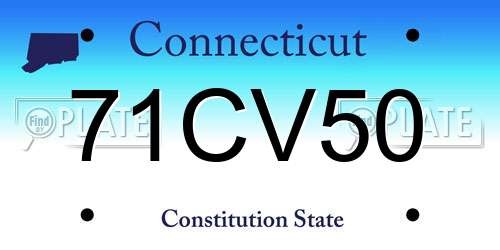 71CV50 Connecticut License Plate