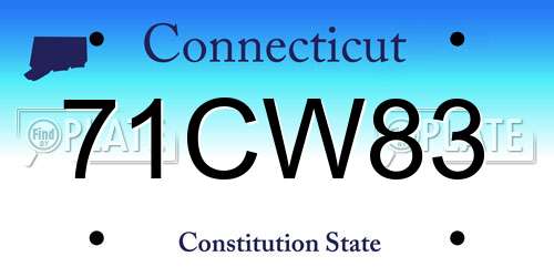 71CW83 Connecticut License Plate