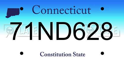 71ND628 Connecticut License Plate