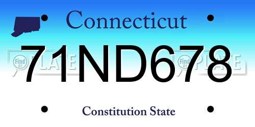 71ND678 Connecticut License Plate