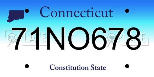 71NO678 Connecticut License Plate