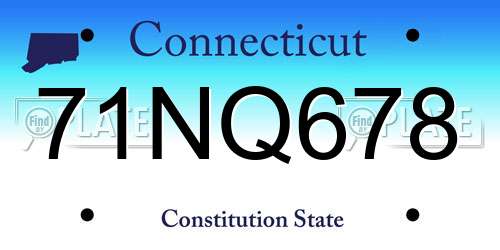71NQ678 Connecticut License Plate