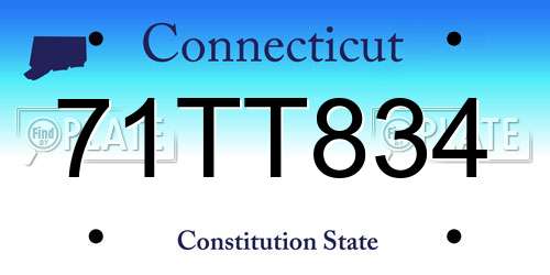 71TT834 Connecticut License Plate