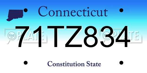 71TZ834 Connecticut License Plate