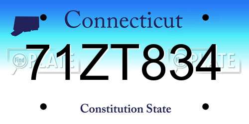 71ZT834 Connecticut License Plate