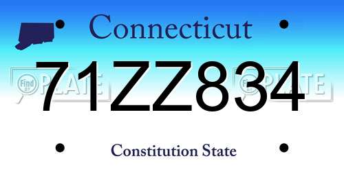 71ZZ834 Connecticut License Plate